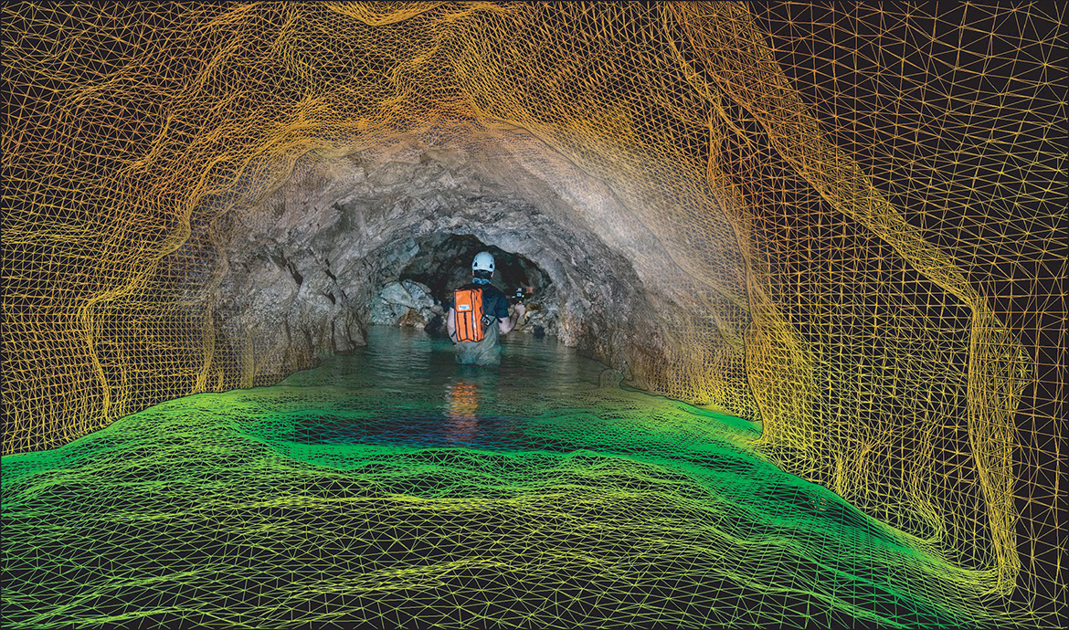 Cartographie 3D d'une cavité souterraine au scanner laser mobile (Haute-Vienne, 2018).