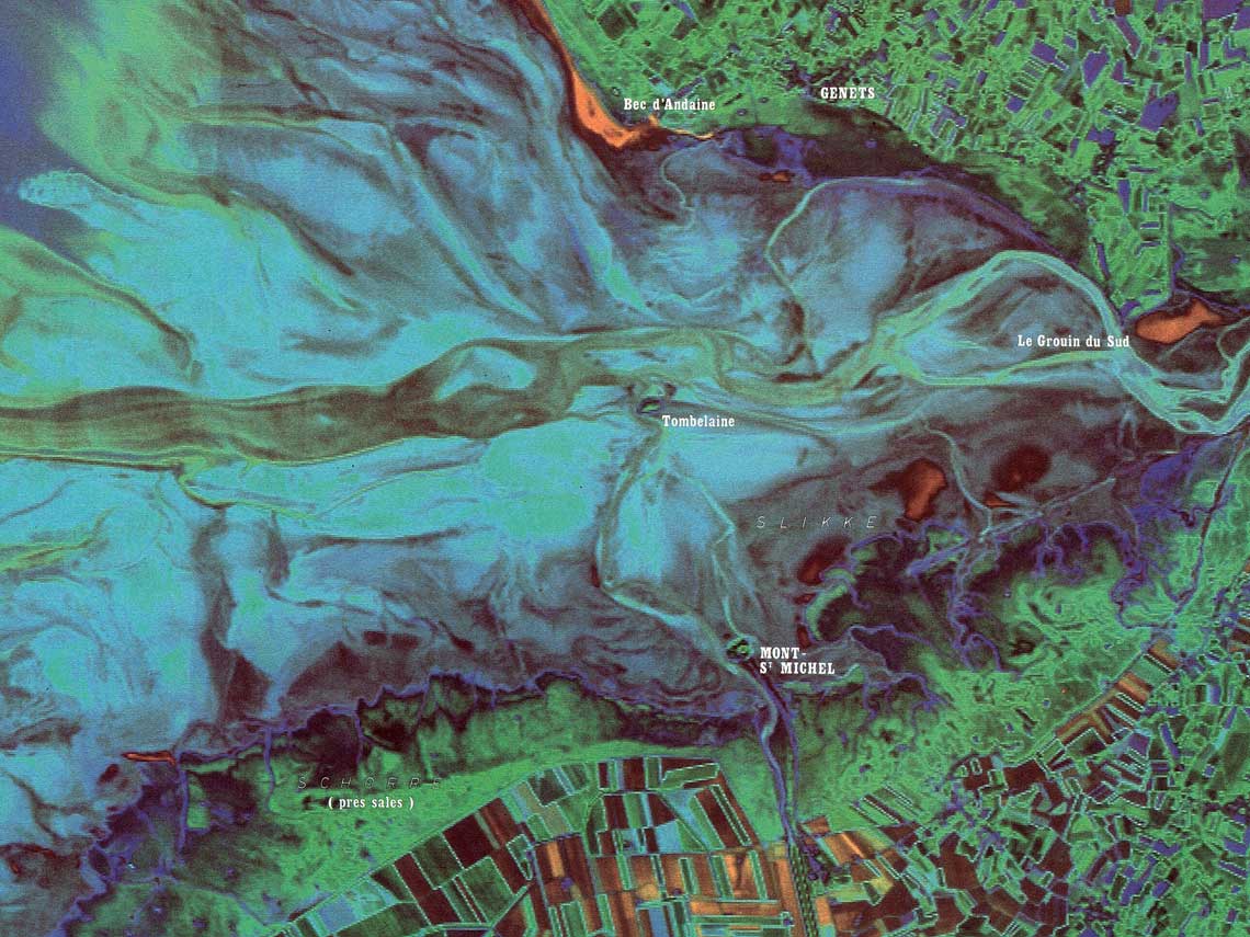 Baie du Mont-Saint-Michel, image du satellite Spot, 1986