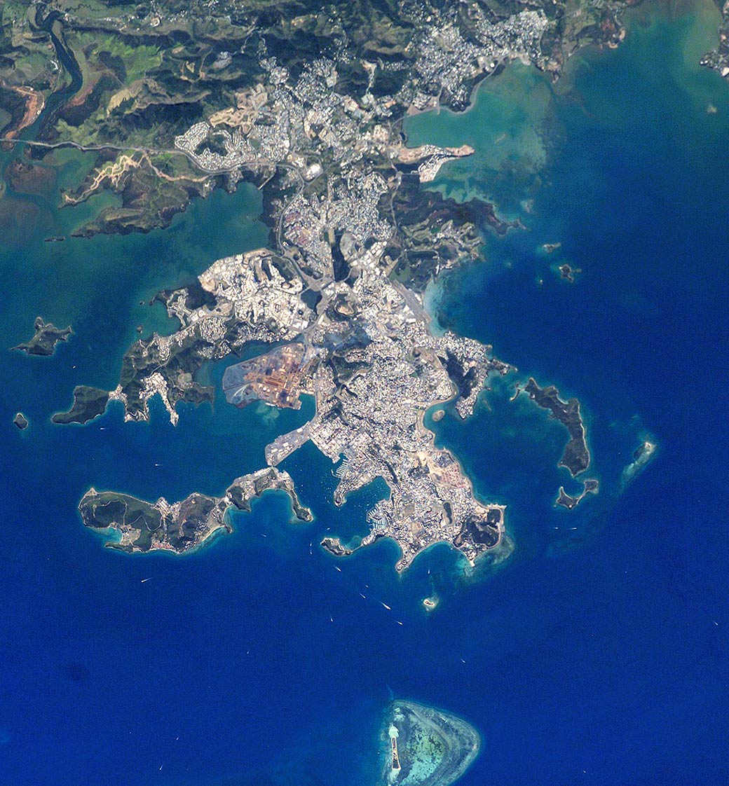 Vue satellite de Nouméa (Nouvelle-Calédonie).